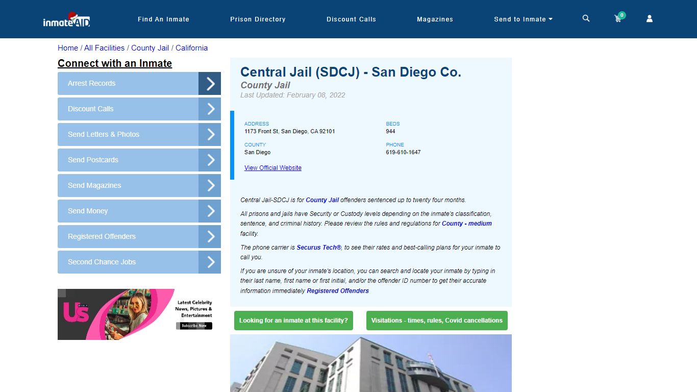Central Jail (SDCJ) - San Diego Co. - Inmate Locator - San Diego, CA